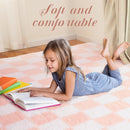 Super Soft Rug for Bedroom, 3x5 Ft Pink and White Area Rug Classic Checkered Shaggy Anti-Skid High Pile Soft Fluffy Rug Fuzzy Carpet for Living Room Bedroom Kids Room Nursery, Dorm Home Decor by TinyTreasures Baby Boutique