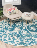 Unique Loom Rosso Collection Vintage Traditional Distressed Blue Round Rug (8' 0 x 8' 0) by CozyNest Decor