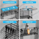 VITVITI Metal Hair Tool Organizer with Toilet Paper Basket, Bathroom Blow Dryer Curling Iron Holder Wall Mount, 2 Tiers Styling Tools Organizer for Straightener with Hooks, Black by CozyNest Decor