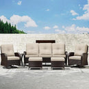 Joyside 6 Piece Patio Furniture Set, Outdoor Wicker Conversation Sets with Swivel Rocker Chairs and Sofa, Thick Cushion, Rattan Patio Sectional for Porch, Deck Use (Brown/Beige, 6 PCS) by GreenHaven Gardens