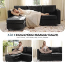 118.5" Faux Leather Modular Sectional Sofa with Storage Seat, Oversized 4 Seater Couch Deep Seat with Removable Cover Black by CozyNest Decor