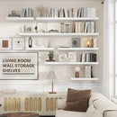 Floating Shelves - 2 Large Wall Mounted Shelves with Invisible Brackets, Long Wood Floating Wall Shelf for Living Room, Bedroom, Kitchen (White, 24" W x 9" D x 1.5" H) by CozyNest Decor