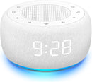 Buffbee Sound Machine & Alarm Clock 2-in-1, 0-100% Clock Face Brightness, Bottom Colored Light, Sleep Timer, Precise 30-Level Volume Control White Noise Machine - White by TinyTreasures Baby Boutique