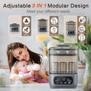 4-in-1 Baby Bottle Steamer and Dryer, Electric Steamer with Fast Drying, Universal Fit for All Bottles, LED Touch Screen & Auto Shut-Off Protection (Grey) by TinyTreasures Baby Boutique