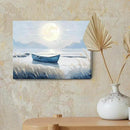 amatop Coastal Bathroom Wall Art Blue Beach Nautical Ocean Nature Canvas Picture with Boat Moon Lake Mountain Sea Relaxing Serene Landscape Gallery Wrapped Artwork for Modern Home Bedroom Decor 16x12 by CozyNest Decor