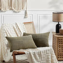 Fancy Homi 2 Packs Olive Green Long Lumbar Decorative Throw Pillow Covers 16x24 Inch for Couch Bed Sofa, Rustic Farmhouse Boho Home Decor, Soft Striped Corduroy Rectangle Accent Cushion Case 40x60 cm by CozyNest Decor