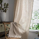 Sutuo Home Boho Curtain 72 Inches Long for Bedroom, Natural Linen Look Textured Burlap Rod Pocket Chic Semi Blackout Bohemian Handmade Tassels Window Treatment for Living Room, 1 Panel 59" W x 72" L by CozyNest Decor