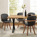 LUNLING Swivel Dining Chairs Set of 4, Mid Century Modern Black Faux Leather Kitchen Chairs with Arms,Bamboo Legs Side Chairs No Wheels,Accent Chair for Dining Rooms and Offices by CozyNest Decor