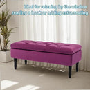 Ottoman with Storage Velvet Storage Bench Holds Up to 500 lbs Ottomans Upholstered Bench with Seating for Bedroom, Living Room, Purple by CozyNest Decor