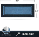 PURRUGS Dirt Trapping Door Mat 24" x 60", Non-Slip/Skid Machine Washable Entryway Rug, Shoes Scraper, Area Rug, Super Absorbent Welcome Mat for Muddy Wet Shoes and Paws, Light Blue & Navy by CozyNest Decor
