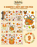 Fall Window Clings - 9 Sheets 149 Pcs Fall Decorations for Autumn Thanksgiving Harvest Home Party, Pumpkin Leaves Car Maple Castle Acorns Stickers for Glass, Double-Sided Static Window Decals by CozyNest Decor