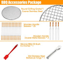 Stainless Steel Smokeless Barbecue Surround Charcoal Grill, Portable kebabs Charcoal Grill with Grilling Accessories Set, Diameter 15.4 inch/28 Kabob Skewer by GreenHaven Gardens