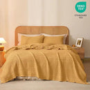 PHF 100% Cotton Waffle Weave Blanket Twin Size, Soft Lightweight Breathable Cozy Summer Blankets for Bed, Luxury Aesthetic Woven Bedding for Home Decor, 66"x90", Ginger/Honey Yellow by CozyNest Decor