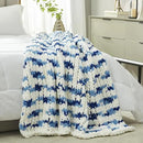 Amélie Home Chunky Knit Throw Blanket for Couch, Soft Chenille Crochet Blanket for Sofa, 50"x60", Space-Dyed Blue Striped by CozyNest Decor