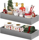 Kitchen Drawer Organizer Bins, Stackable Bamboo Drawer Organizer for Silverware, 2 Pcs Toilet Paper Basket Holder, Wood Bathroom Tray Countertop, Toilet Tank Tray Silver 15" x 6" x 2.5" by CozyNest Decor