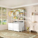 Ulif U13 Medium Over Washer and Dryer Storage Shelves, 6 Tiers Laundry Room Standing Shelf with 2 Hanger Rods, Space Saver Clothes Drying Rack, 57.8" W x 22" D x 77.4" H, White by CozyNest Decor