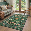 Moynesa Boho Bird Washable Rug, 3x5 Ultra-Thin Dark Green Kitchen Rugs Non-Slip, Stain Resistant, Low Pile, Indoor Small Living Room Throw Carpet for Entryway Bathroom Office Bedroom by TinyTreasures Baby Boutique