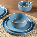 GBHOME Ceramic Dinnerware Sets for 4, 12 Pieces Stoneware Plates and Bowls Sets, Reactive Glaze Dishes -Scratch Resistant, Dishwasher&Microwave Safe-Alaskan Blue by CozyNest Decor