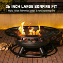 36 Inch Fire Pit with 2 Cooking Grills,Outdoor Wood Burning BBQ Firepit with Lid, 3-in-1 Outdoor Fire Pit for Backyard Deck Bonfire Patio Picnic(Black) by GreenHaven Gardens