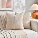 Fancy Homi 2 Packs Tan Samll Decorative Throw Pillow Covers 12x12 Inch with for Couch Bed Sofa, Rustic Farmhouse Boho Home Decor, Soft Corss Patchwork Corduroy Square Beige Cushion Case 30x30 cm by CozyNest Decor