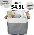 DECOMOMO Extra Large Storage Baskets 54.5L Fabric Storage Bins for Organizing Linen Closet, Toys, Nursery (Slate Grey and White, XXXL - 3 pack) by CozyNest Decor