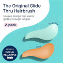 Crave Naturals Glide Thru Hair Brush - 2 Pack Detangler Brush for Curly, Straight, Wet or Dry Hair - Gentle Detangling Brushes for Adults, Kids, Toddlers, 7.5"x3" - Coral and Turquoise by TinyTreasures Baby Boutique