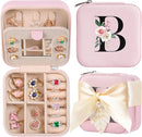 AYGXU Travel Jewelry Box for Women and Girls - Small Case With Initial A-Z - Teacher Gifts by TinyTreasures Baby Boutique