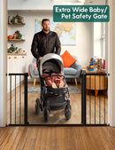 BABELIO 36-57" Extra Wide Baby/Dog Gate, Auto Close for The House, Stairs and Doorways, Pressure Mounted for Pet with Large Walk Thru Door, No Need Tools and Drilling, Black by TinyTreasures Baby Boutique