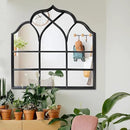 Window Mirror Pane, Black Metal Frame, Cathedral Arched Wall Mirrors Decorative Over Fireplace Mantel, Farmhouse Decorations for Dining Living Room Hallway Entryway by CozyNest Decor