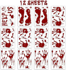 Halloween Window-Clings-Decorations Bloody-Handprint-Footprint Stickers, Scary Halloween Party Indoor/Outdoor Decoration, for Windows, Car - 12 Sheets by CozyNest Decor