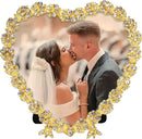 Heart Shaped Wedding Picture Frames for Couple - Beaded Crystal 4x4 Picture Frame – Engagement Gift, Wedding Gift for newlyweds - Fits 3.5x3.5 photo - Valentine Picture Frame (Golden) by CozyNest Decor
