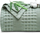 PHF Cooling Waffle Blanket Twin Size, Lightweight 60% Rayon Derived from Bamboo & 40% Cotton Breathable Blanket for Hot Sleepers, Soft and Luxury for Bed Couch and Sofa, 66"x90", Sage Green by CozyNest Decor