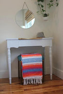 Del Mex Classic Mexican Blanket, Large Authentic Woven Falsa Throw (70"x50"), Artisan Southwest Décor for Beach, Yoga, Outdoors (Orange/Pink/Blue) by CozyNest Decor