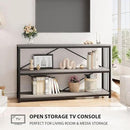 LVB Farmhouse Entryway Table, Metal Wood Console Table for Hallway, Industrial Rustic Sofa Table with 3-Tier Storage Shelf, Modern Entry Table for Foyer Front Home Living Room, Light Grey Oak, 47 inch by CozyNest Decor