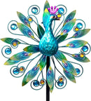 Outdoor Wind Spinner 58" Metal Peacock Wind Spinner Double Peacock Wind Sculpture for Garden Yard Patio Decoration by GreenHaven Gardens