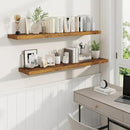 Fun Memories 48 Inch Deep Floating Shelves for Wall, 2 Pack of Long Wall Mounted Wood Shelves with Invisible Brackets for Bathroom, Bedroom, Living Room, Kitchen Decor and Storage, Brown by CozyNest Decor