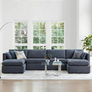 CHITA Oversized Modular Sectional Fabric Sofa Set, FSC Certified Extra Large U Shaped Couch Reversible Chaise Modular Sectional Couch,146 inch Width,6 Seat Modular Sofa with Storage Ottomans, Blue by CozyNest Decor