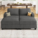 Nolany Corduroy Sectional Couch with Storage Ottoman, Sleeper Sectional Sofa, Modular Sectional Couches for Living Room, Dark Grey by CozyNest Decor