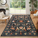 Moynesa Machine Washable 6x9 Area Rugs, Boho Bird Ultra Thin Living Room Rug Non Slip, Soft, Stain Resistant, Indoor Black Large Throw Carpet for Bedroom Office Dining Room Under Table by TinyTreasures Baby Boutique