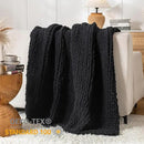 Chunky Knit Blanket Throw, 100% Hand Knit Throw Blanket Handmade Chenille Cable Knit Throw for Couch, Stylish Cozy Soft Rope Knot Crochet Blanket for Home Decor, Black, 50x60 Inches by CozyNest Decor