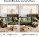 LINSY HOME Sectional Sleeper Sofa with Pull Out Couch Bed Convertible Plush Corduroy Cloud Couch with Storage Chaise & USB Charging, Comfy L Shaped Modular Couches for Living Room Apartment (Green) by CozyNest Decor