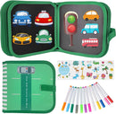 Erasable Doodle Set for Kids - Reusable Magic Drawing Book with 12 Watercolor Pens 14 Page Drawing, Road Trip Car Game Writing Painting Set for Boys and Girls (Traffic Light) by TinyTreasures Baby Boutique