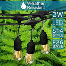 Banord Outdoor String Lights Commercial Grade 96ft Waterproof with 30 S14 Shatterproof Dimmable LED Bulbs, Heavy Duty Hanging Lights for Patio Garden Backyard Decoration, 2W 2x48ft Strands by GreenHaven Gardens