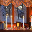 JOSU Taper Battery Operated Candles: 8PCS Flickering Flameless Candles with Timer - 3D Wick Fake Window Candle Outdoor +8 Gold Candlesticks, for Home Decor & Festival Celebration by GreenHaven Gardens