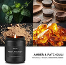 Amber & Patchouli Candle | Candles for Men - Scented Candles for Home, Gifts for Men - Soy Candle for Home Scented, Aromatherapy Manly Gift - 7oz Black Jar by CozyNest Decor