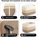 Storage Baskets for Organizing & Shelves, Woven Cotton Rope Organization Bins for Dog Toys, Clothes, Books, Nursery Organizer, 15"Lx11"Wx9.5"H, (4 Packs) Gradient Brown by CozyNest Decor
