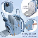 RUVALINO Diaper Bag Backpack-Multifunction Baby Travel Bag with Changing pad, Insulated Bottle Holders & Pacifier Case, Large Capacity, Waterproof, Sky Blue by TinyTreasures Baby Boutique