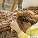 WESHIONGOO Chunky Knit Blanket Throw 40"×40" Knitted Throw Blankets for Couch Bed Fluffy Soft Blanket with Jumbo Chenille Yarn Thick 100% Handmade (Brown) by CozyNest Decor