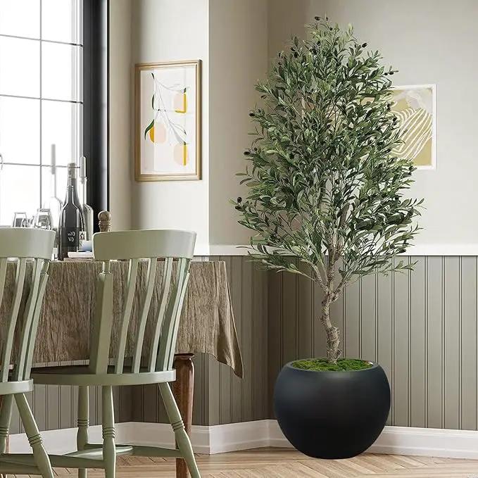 13.5 H x 17" Dia (12" Pot Opening) Round Fiberstone Planter with Drainage Hole, Black, Indoor/Outdoor Large Plant Pot for Home Patio Garden, Ideal for Large Plants, photo 6 of 9