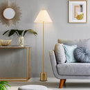 GLOBE Electric 61000060 60" Floor Lamp, Matte Brass Finish, Beige Linen Shade, Heavy Weighted Base, Rotary Switch on Shade, Modern Standing Light for Living Room, Home Office Accessories by CozyNest Decor